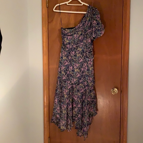 Astr Dresses & Skirts - ASTR new with tags! One shoulder dress with navy/multi-colored floral pattern